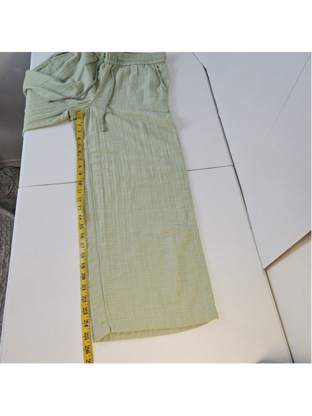 Tommy Bahama Island Gauze Wide Leg Cropped Pants XS Light Green Beachy Coastal - Picture 9 of 9